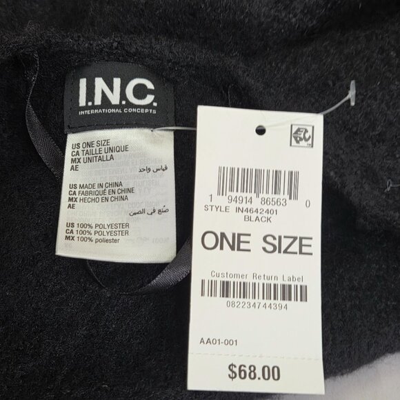 NWT INC International Concepts Women's Embellished Fringe Topper Wrap Black - Picture 3 of 3